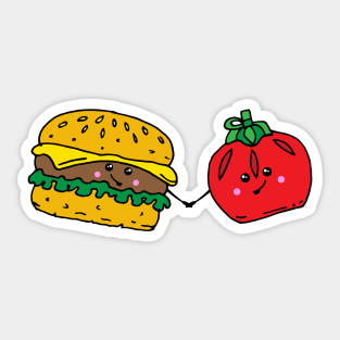 Burger and Ketchup Food Love Sticker